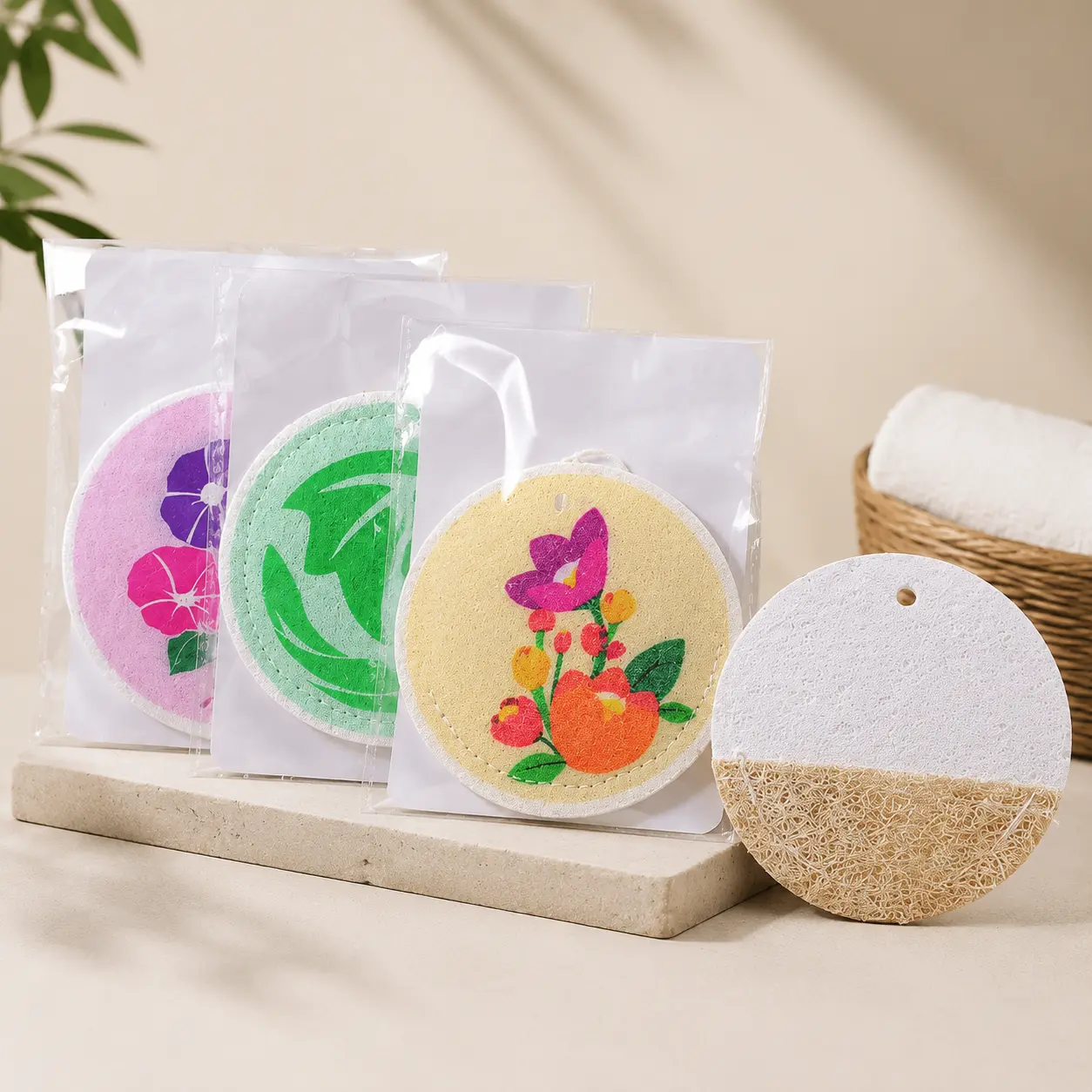 6-Piece Eco-Friendly Compressed Wood Pulp Cleaning Sponges - 0.6 in Thick, Expandable, High-Absorbency Cellulose Scrubber Pads for Soap-Using Dishwashing, Scratch-Free for Household Kitchen Metal Surfaces, Natural Look Home Care Tools