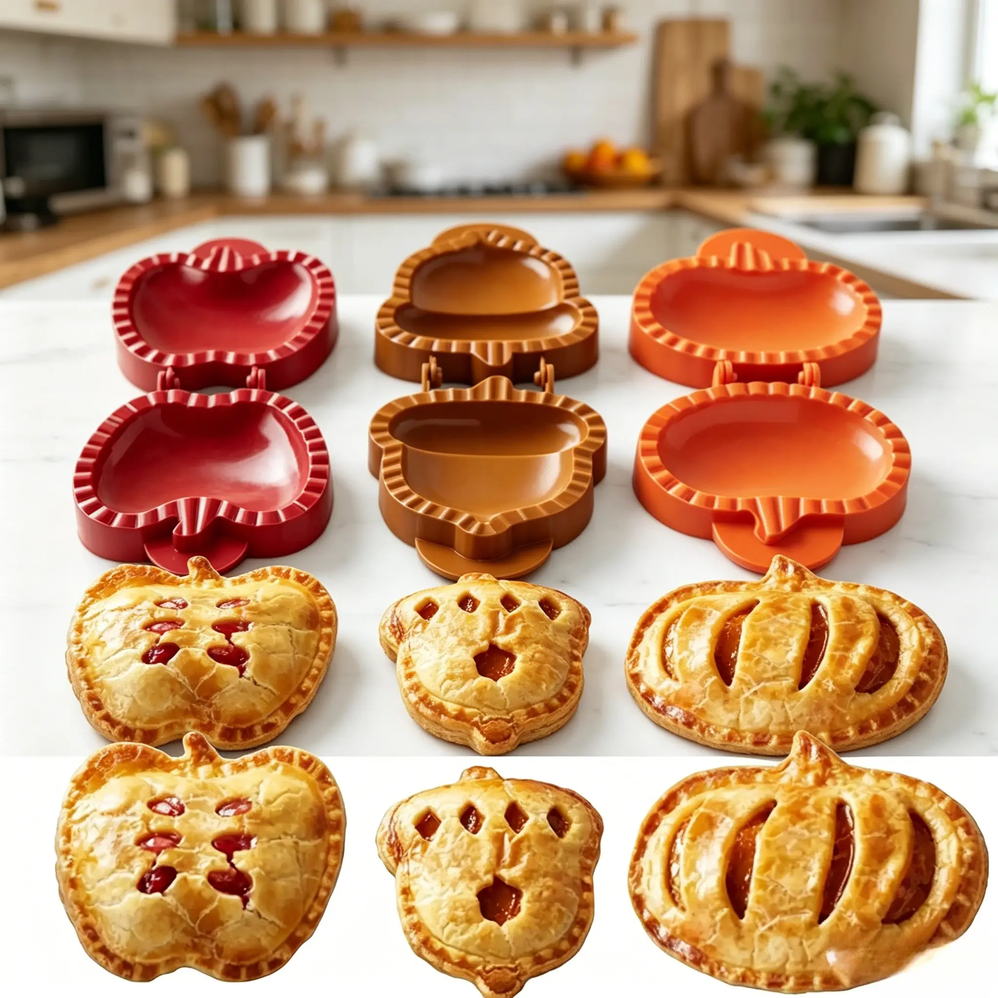 3-Piece Hand Pie Dough Presser Mold Set, Mini Pocket Pie Maker With Apple, Pumpkin & Acorn Shapes, Durable Bakeware For Fall Home Baking & Party Potluck