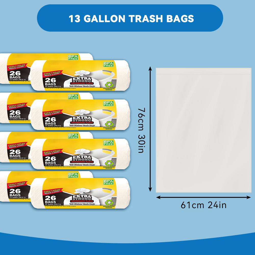 208 Bags 13 Gallon Expandable Heavy-Duty Plastic Multipurpose Disposable Garbage Bags-Super Strong, Leak-Resistant, And Odor-Proof For Bedroom, Kitchen, Living Room, Outdoor,And Toilet Use -Convenient And Sanitary Waste Solution