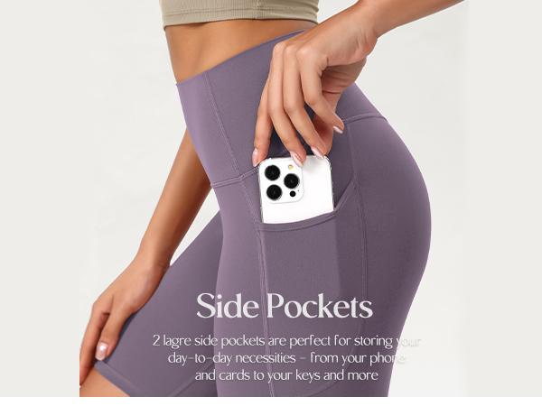 ODODOS ODCLOUD Women's High Waist Lounge Yoga Shorts with Pockets, Buttery Soft Biker Shorts