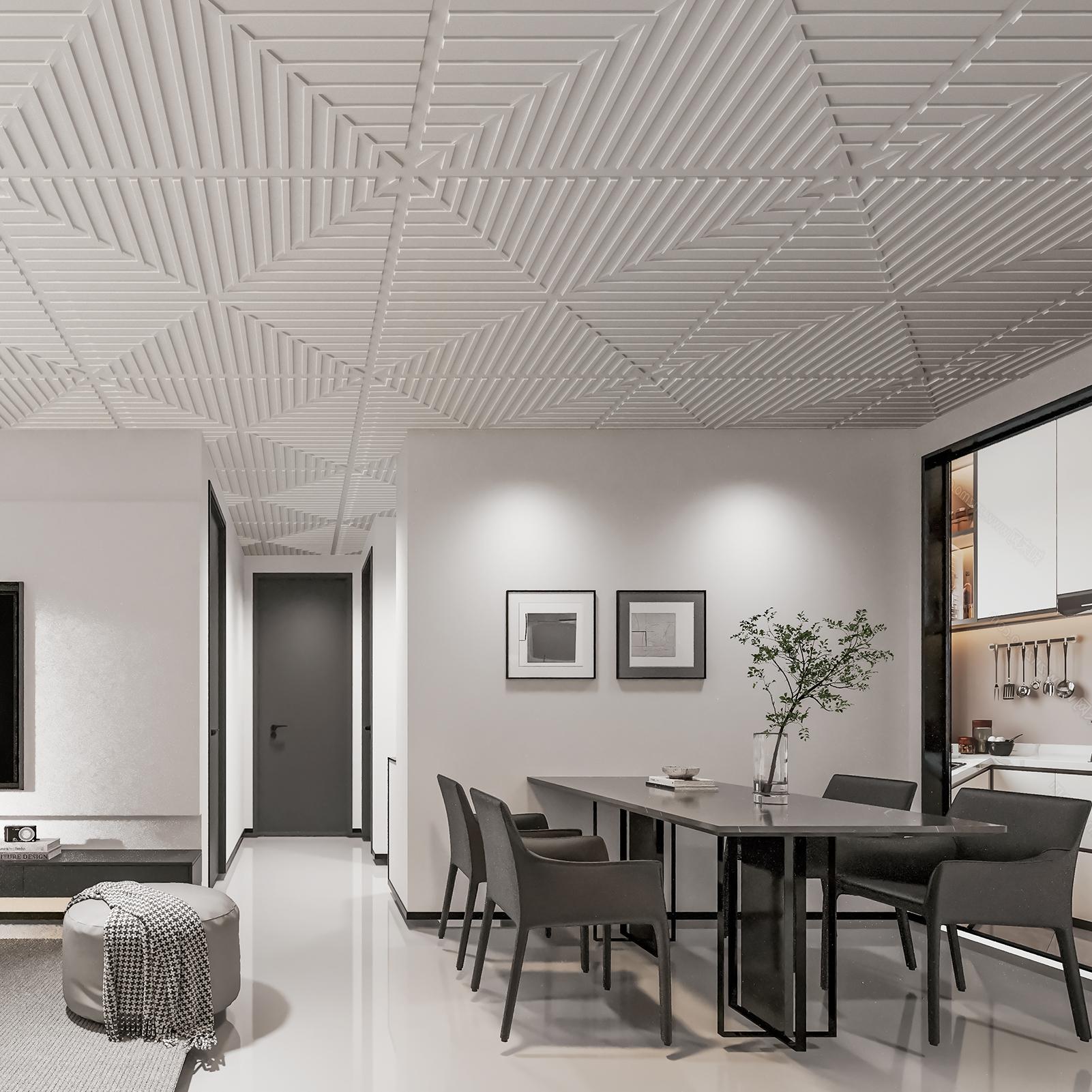 Art3d 3D Ceiling Tiles – 12-Pack 24"x24" Black PVC Drop Ceiling Panels, Covers 48 Sq.Ft for Walls & Ceilings Decorative Wallpaper Living Room