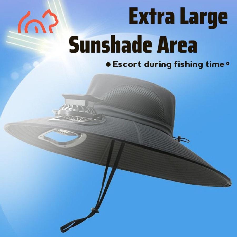 Wide eave solar fan outdoor fishing hat 2 solar fan men's hats with built-in solar fan fishing hat men's fan hat, thermal sensitive worker, lightweight headwear, adjustable hat, reinforced stitching, high-quality textile, cooling hood, summer traveler