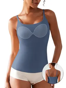 V FOR CITY Women's Basic Scoop Neck Home Tank Tops Adjustable Spaghetti Straps Sleeveless Basic Tops