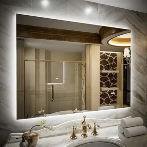 Navi LED Bathroom Mirror 48" x 36" with Backlit,Mirror with Lights Wall Mounted Anti Fog,Led Mirror for Bathroom,HD Tempered Glass,Shatter-Proof