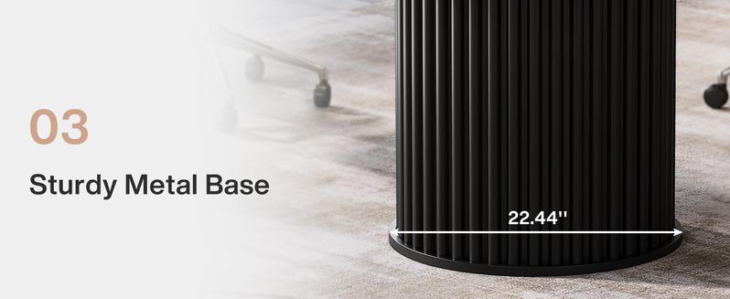 LITTLE TREE 47-Inch Round Conference Table, Meeting Table for 4-6 People, Small Office Desk with Sturdy Metal Base, Perfect for Conference Room or Small Workspaces