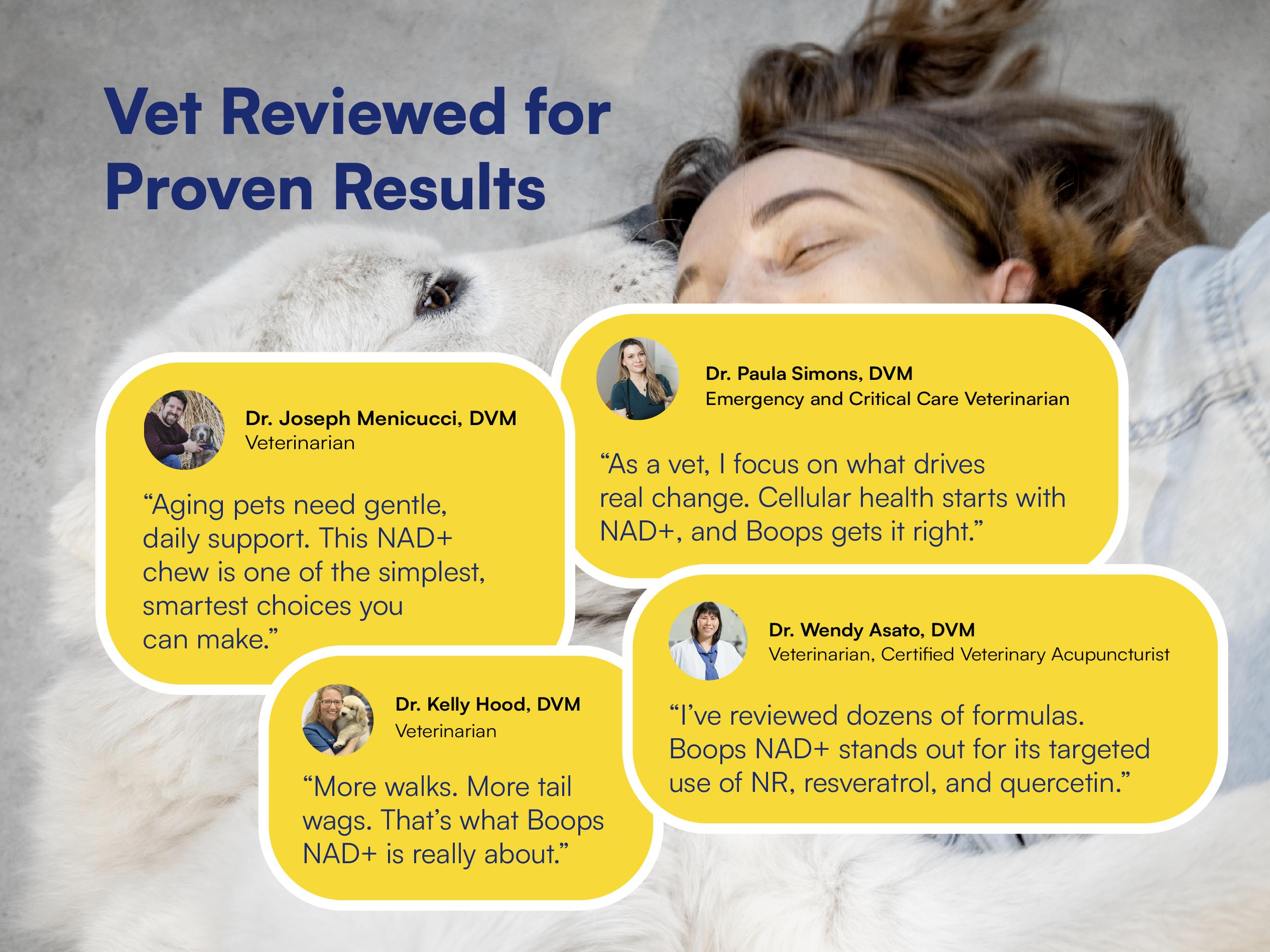 Boops Pets Longevity & Anti-Aging NAD+ Booster Soft Chews - 90 soft chews - Nicotinamide Riboside, Quercetin, Resveratrol - Made in the USA with Real Pasture-Raised Chicken and Real Wholefood Ingredients