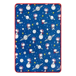 Peanuts Snoopy and Woodstock In Space Fleece Throw Blanket | 45 x 60 Inches