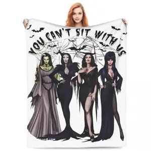 Elviras Mistress Of The Dark Flannel Blanket Quality Super Soft Horror Movie Bedding Throws Travel Office Bedroom Bedspread Horror Halloween Blanket