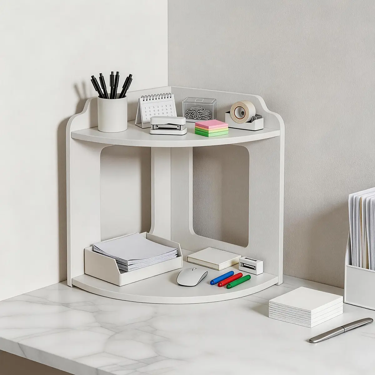 Desk Shelf,Small Bookshelf,Desk Organizers,White Desktop Bookshelf and Accessories Storage Display Rack in Home Office Dorm,Freestanding Desk Shelf