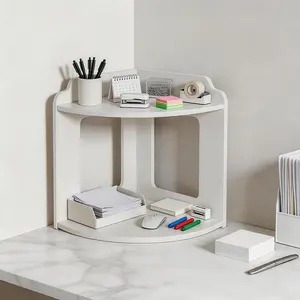 Desk Shelf,Small Bookshelf,Desk Organizers,White Desktop Bookshelf and Accessories Storage Display Rack in Home Office Dorm,Freestanding Desk Shelf
