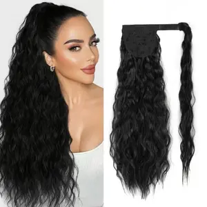 Long Corn Wave Ponytail Extension Curly Wrap Around Clip on Ponytails for Women Heat Resistant Synthetic Clip in Pony Tails Hair Extensions for Daily Party Use (22 Inch)