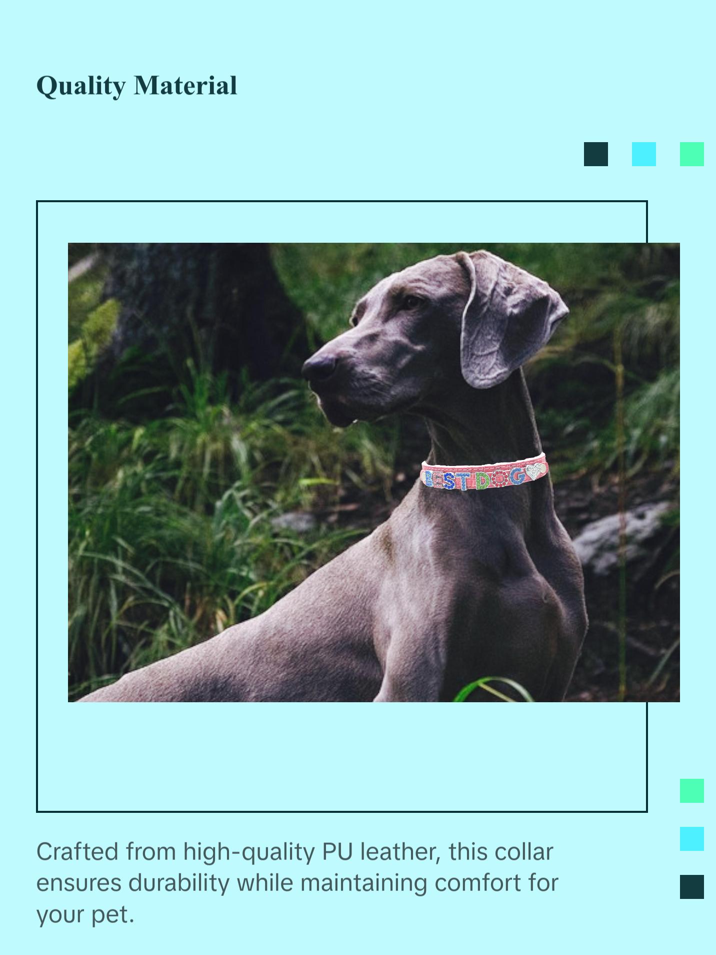 ALPHABET Alligator Texture Personalized Handmade PU Leather Dog Collar