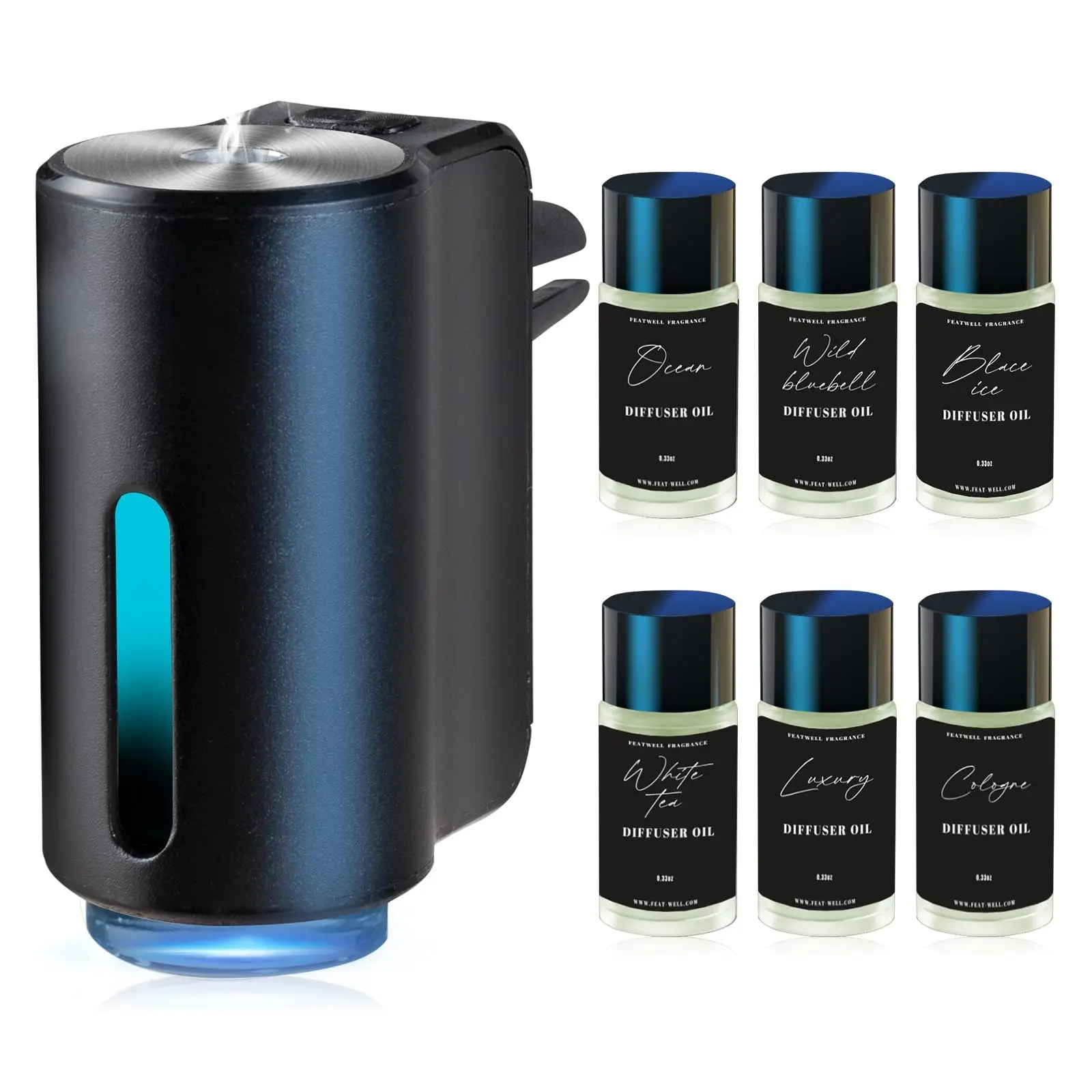 DIBMS Car Air Freshener, Three Adjustable Modes Intelligent Car Aroma Diffuser, Rechargeable Car Aroma Diffuser, Black