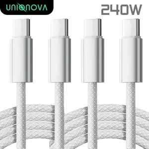 UNIQNOVA USBC to USBC Cable 3.3/4.9ft 240W [2Pack] Type C iPhone Charger Cord Soft Braided Flexible for iPhone 17/15/16 Galaxy Pixel MacBook Chromebook iPad Pro Switch