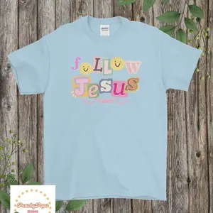 Follow Jesus Graphic Tee, Blue