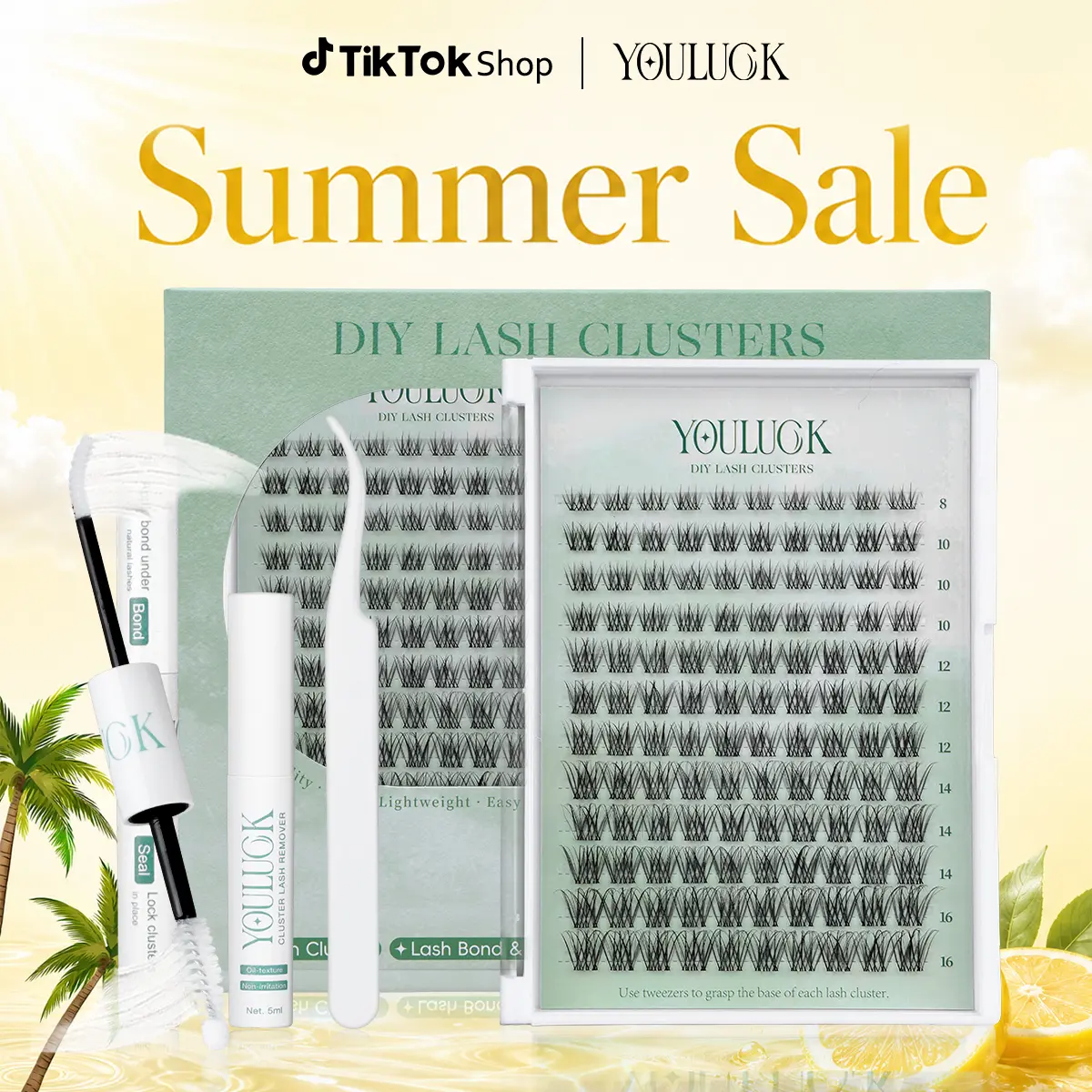 YOULUCK Upgraded Lash Clusters Kit – Soft Fluffy Long-Lasting Lashes with Glue Remover & Tweezer for Easy At-Home Application