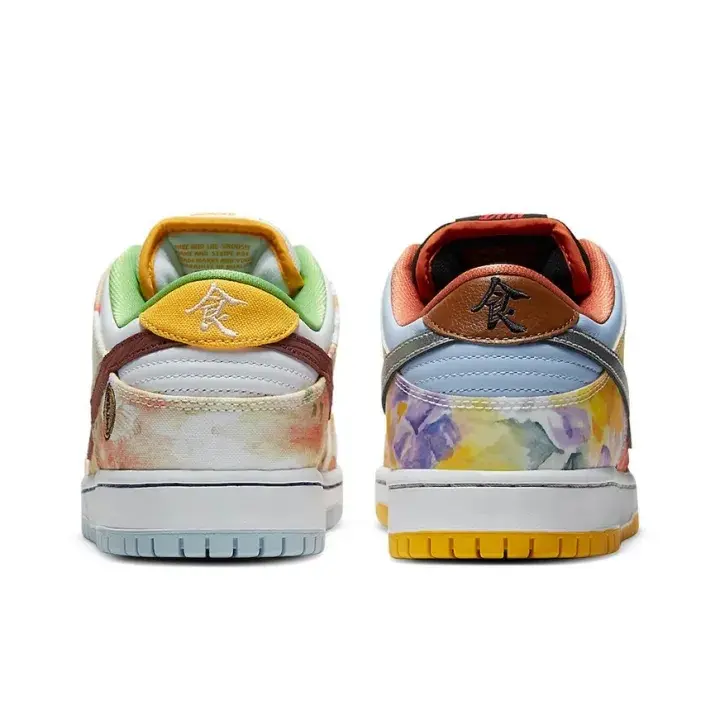 Brand New Unique Asymmetric Color Print Low Top Casual Sneakers, Sweat-wicking Contrast Lining, Wear-resistant Transparent Blue Rubber Outsole for Street Style & Light Daily Sports, Original Shoe Box Included