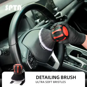 Ultra Soft Detailing Brush, Car Detail Brush, Orange Handle XL Synthetic Brush - Ultra Soft Bristles, Comes with Storage Rack, Covers Large Area Inside or Outside Vehicles