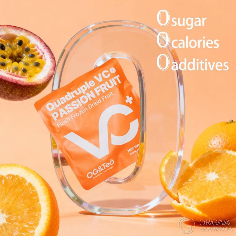 BOGO Quadruple VC Passion Fruit Cocktail Tea 2 Cartons (1 Carton 154g 22g×7packs)×2 Caffeine Free Lemon Kumquat Tea With Freeze Dried Lemon Passion Fruit And Kumquat