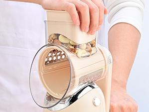 SUSTEAS Rotary Cheese Grater with 6 Replaceable Blades, BPA Free, Easy to Clean & Disassemble, Beige Vegetable Slicer Kitchen Utensils Stainless Steel Food Shredder Tool