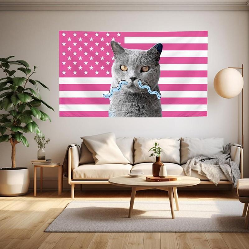 Custom Pink America Flag Personalized Design Funny Tapestry Wall Handing Music Tapestry for Bedroom College Dorm Decor Home Living Room Decorations Cloth Gift Hanging Photo