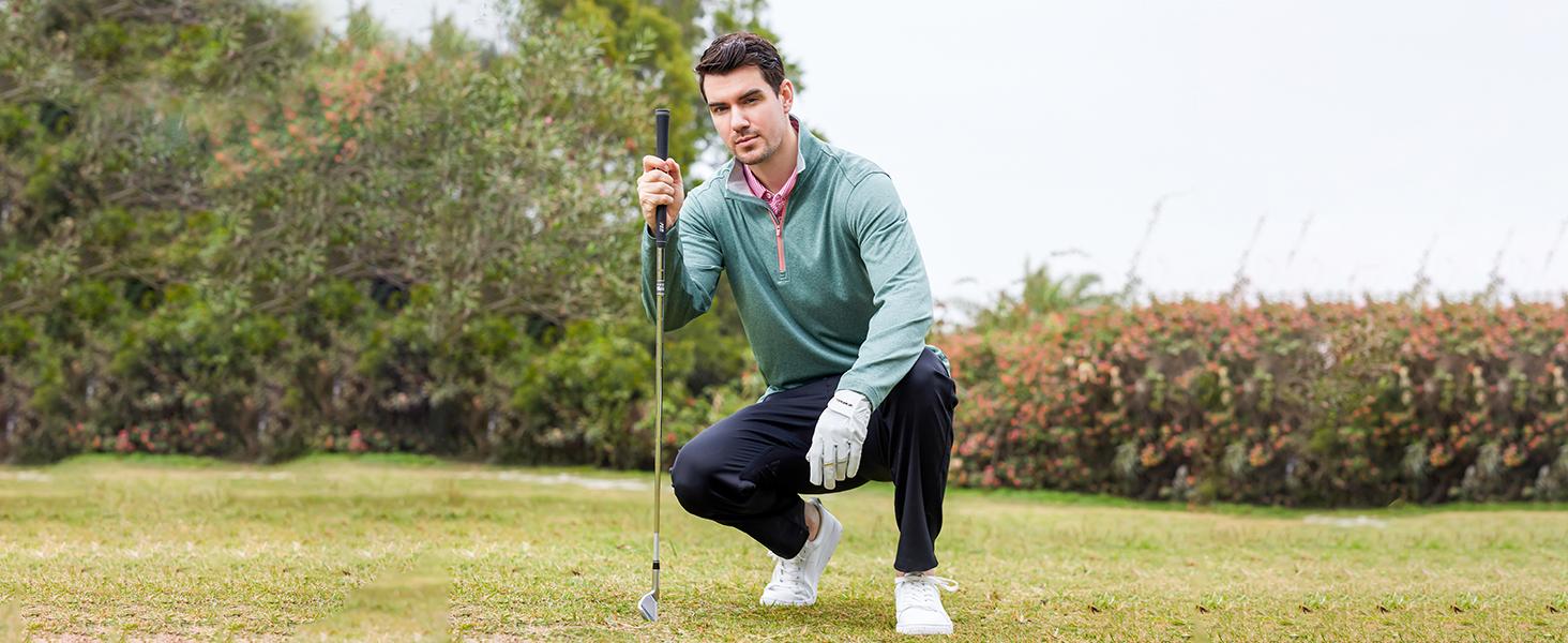 MAELREG Men’s Performance Quarter Zip Golf Pullover,Long Sleeve Dry Fit Moisture Wicking Mock Neck Sweatshirt, Stylish Lightweight Fall Layering Apparel,Fashion Top SpringStatements