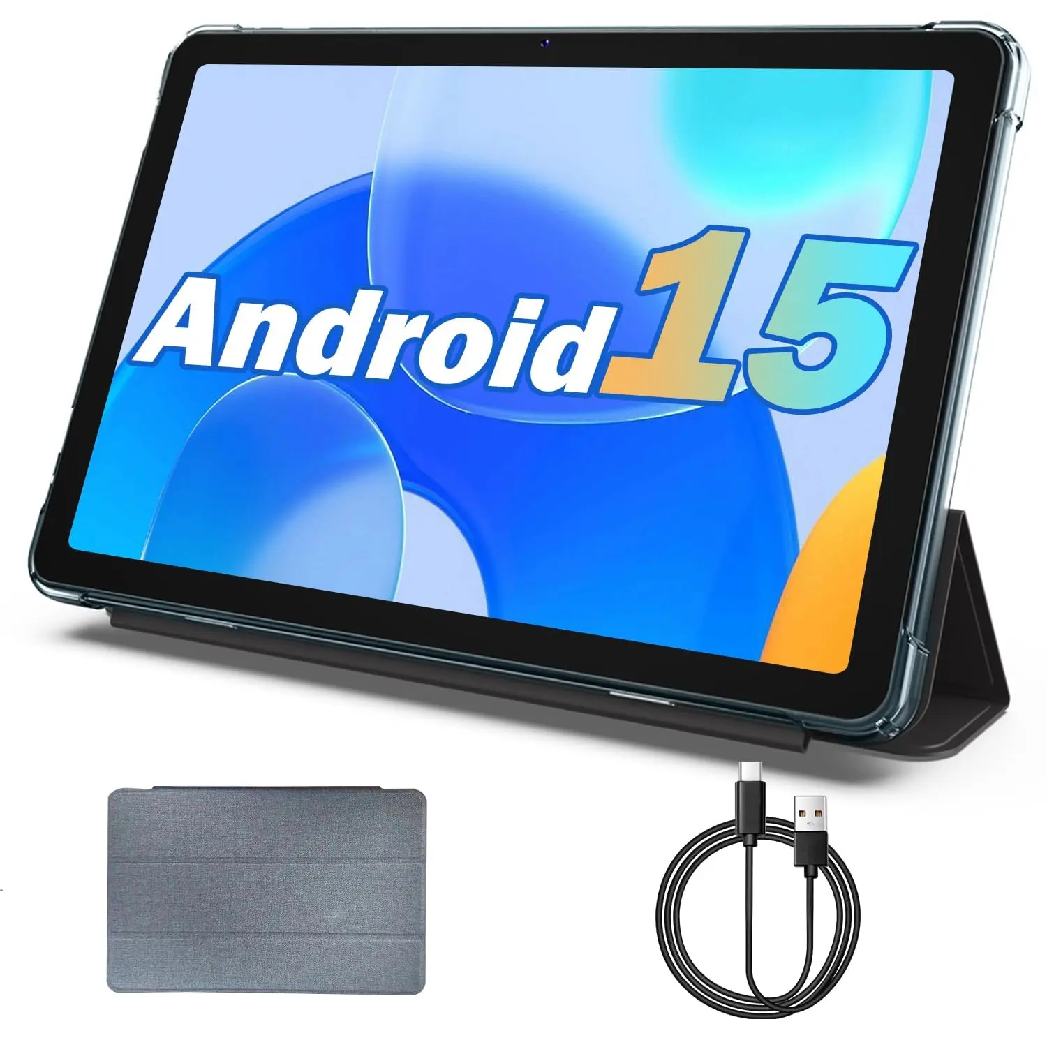 【Back To School】JUNINKE 10.1-Inch Android 15 Tablet with case, Octa-Core CPU, 24GB(4+20) RAM+64GB ROM, 2TB Expandable, WiFi 5, GMS Certified IPS LCD, USB-C Port, for Work, Online Learning