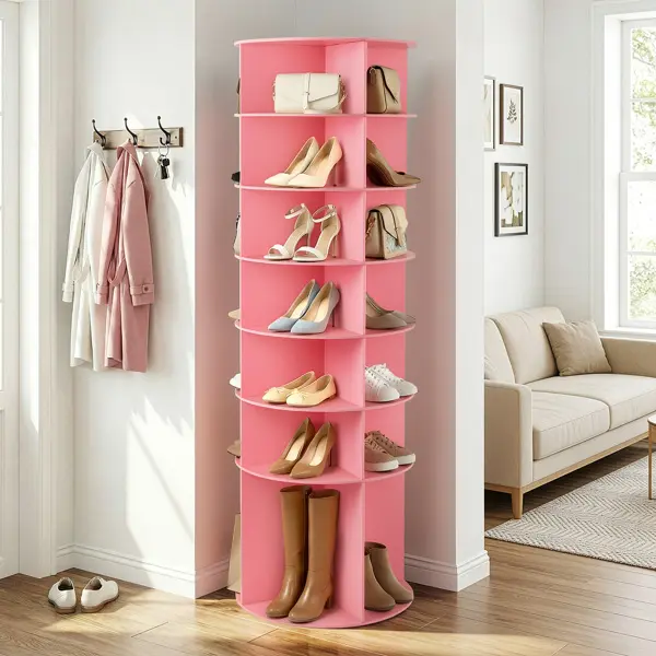 【Bellemave】7-tier, 360° rotating wood-plastic composite shoe rack, 60*60*184cm