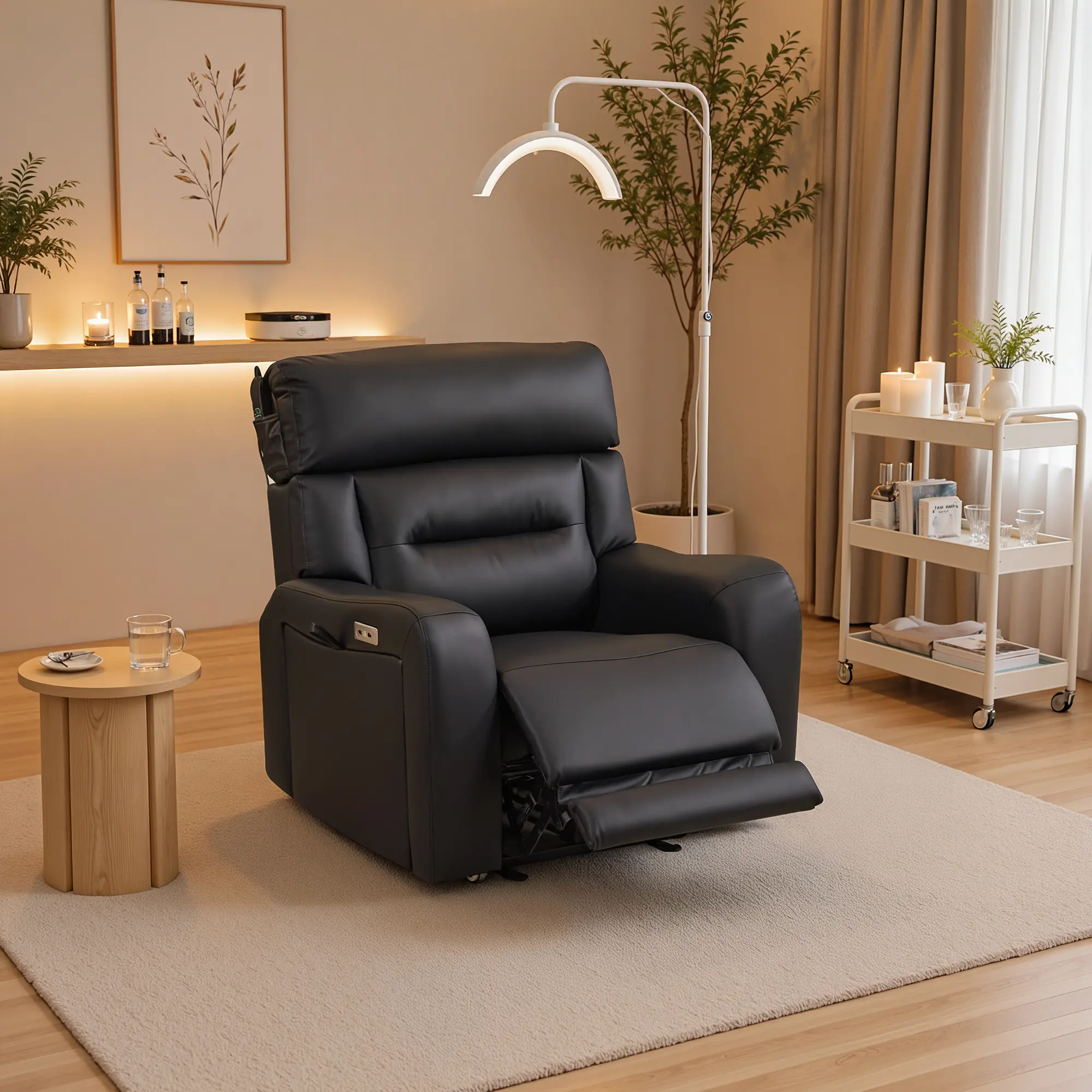 BarberPub Power Lash Recliner Chair for Eyelash Extensions, Zero Gravity Beauty Salon Chair with Adjustable Headrest, Extended Footrest, USB & Type-C Ports, 9908
