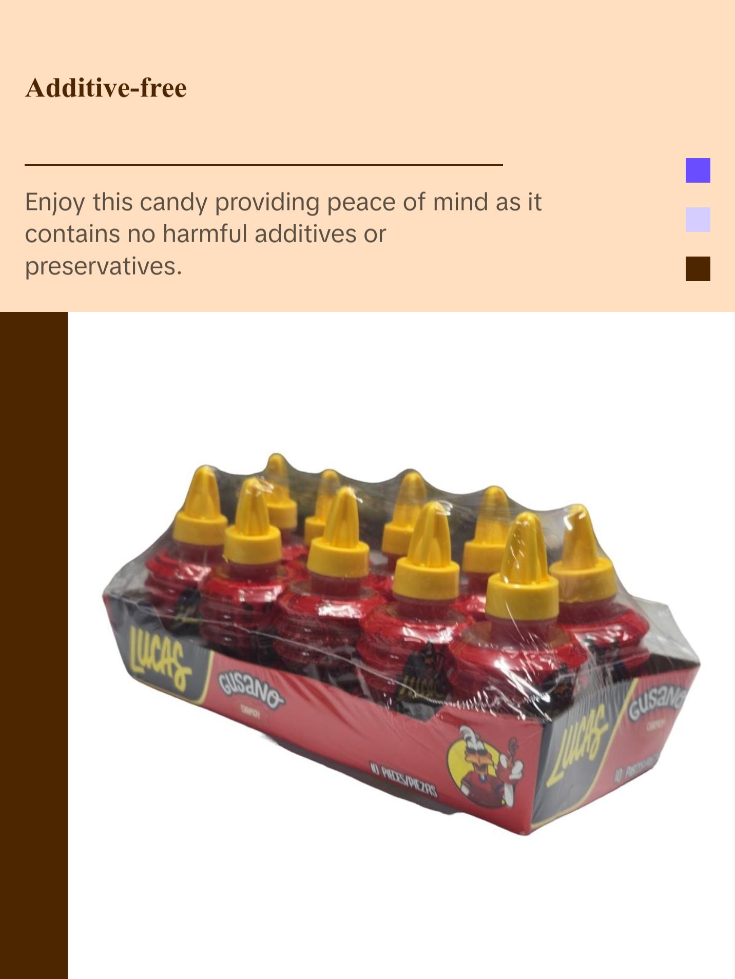 Lucas Gusano Chamoy Candy Snack, 10 Pieces of 1.26oz Each