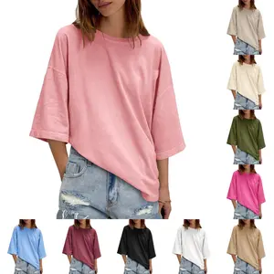 LAICIGO Womens Oversized Half Sleeve T-Shirts Casual Crew Neck Tunic Tops Loose Fit Boxy Basic Tees