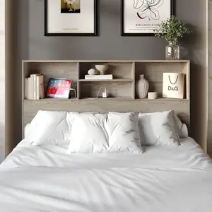 Favorer Pomona Storage Headboard with Shelves & USB Charging – Freestanding Bookcase Headboard