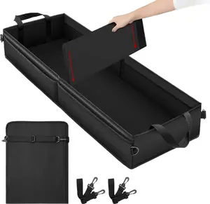 Canvcle Under Seat Truck Organizer Storage Box with 1 Removable Divider & 5 Storage Mesh Bag, Collapsible Trunk Organizer for Car, SUV, Truck, or Van(Full Size Trucks) Two large storage compartments