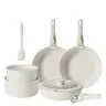 Sweetcrispy 12-Piece Granite Finish Ceramic Cookware Set, Removable Handle Cookware, Stackable, Induction Safe, PFOA-Free, Scratch-Resist Coat, Sturdy Aluminum Build, Stain-Resistant, Includes Silicone Utensils