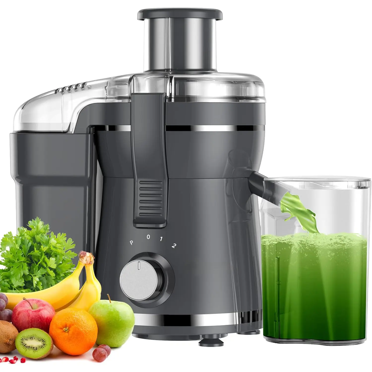 500W High Power Centrifugal Juicer Machine - Juicer Machines Vegetable and Fruit, 27000 RPM Quick Juicing Fast Fruit Process, Wide Chute, Small Footprint Compact Kitchen Fit, BPA-Free, Easy Clean Dishwasher Safe