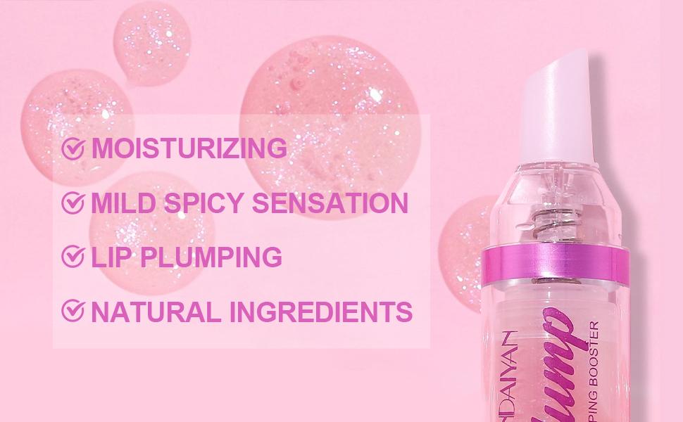 Erinde Lip Plumper Gloss, Natural Spicy Lip Plumping Booster, Ultra-Hydrating & Nourishing Plump Lip Plumper, Glossy Finish Fuller Lip Plumping Oil for Women Girls,  Hydrate Moisturizer Moisturizer