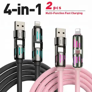 240W Super Fast Charging 2-in-2 Data Cable with 7-Color Breathing Light - Multi-Functional for Mobile Phones & Car Use, Type-C Charger Cable, Multifunctional Charging Cable portable charger Retractable Cord charger portable charger