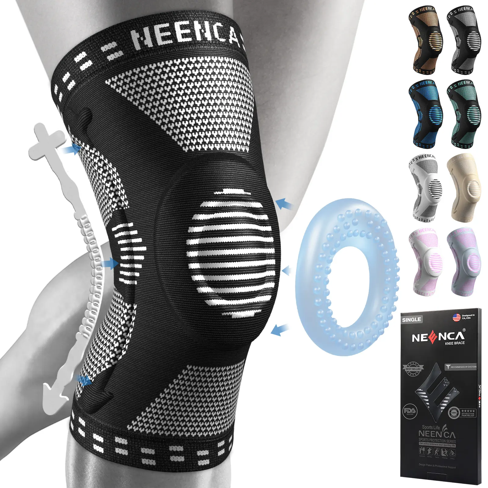 [NEENCA] workout sport Sports Knee Brace, cushioning and anti-collision knee support, suitable for wrestling, running, fitness, basketball, volleyball, and hiking.  Relieves knee pain. leg protector, outdoor gift.shop now. summerwins,camping essentials