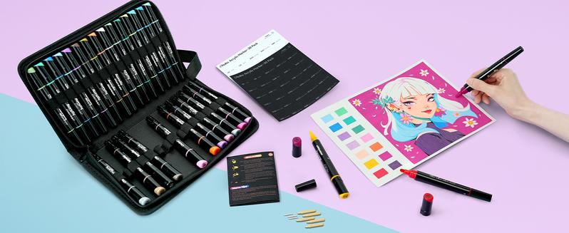 Ohuhu Acrylic Paint Pens:  Dual Tips (Round & Fine) - 30 Colors/60 Colors/90 Colors - Acrylic Markers High Opacity Paint Markers Waterproof Lightfast for Rock Painting Easter Eggs Wood Glass Ceramic Canvas - Kakaako Series of Ohuhuart