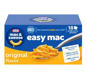Kraft Easy Mac and Cheese, 18 Packets, for Easy Dinner or Dinner Sides, Original Flavor, No Artificial Flavors, Preservatives or Dyes, 38.7 oz