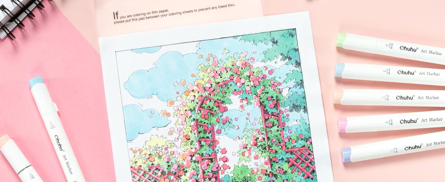 Ohuhu Honolulu Brush Markers: 48 Pastel Colors Double Tipped Art Marker for Artist Coloring Illustrations-Brush&Chisel/Fine -Refillable Ink-Sweetness