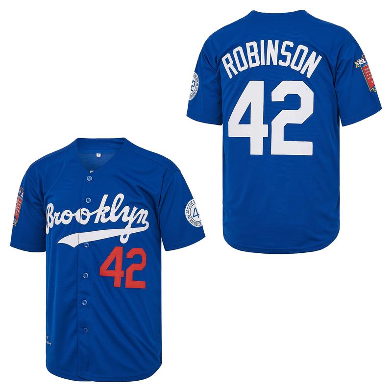 Mens Brooklyn 42 Robinson Baseball Jersey – Legend Vintage with Embroidered Patches, HipHop, White, Gift for Game Day