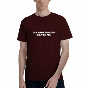 [MAROON]Humorous Relationship T-Shirt for Men - Black Cotton Crew Neck Short Sleeve Casual Classic Graphic Tee Comfortable Versatile Everyday Wear