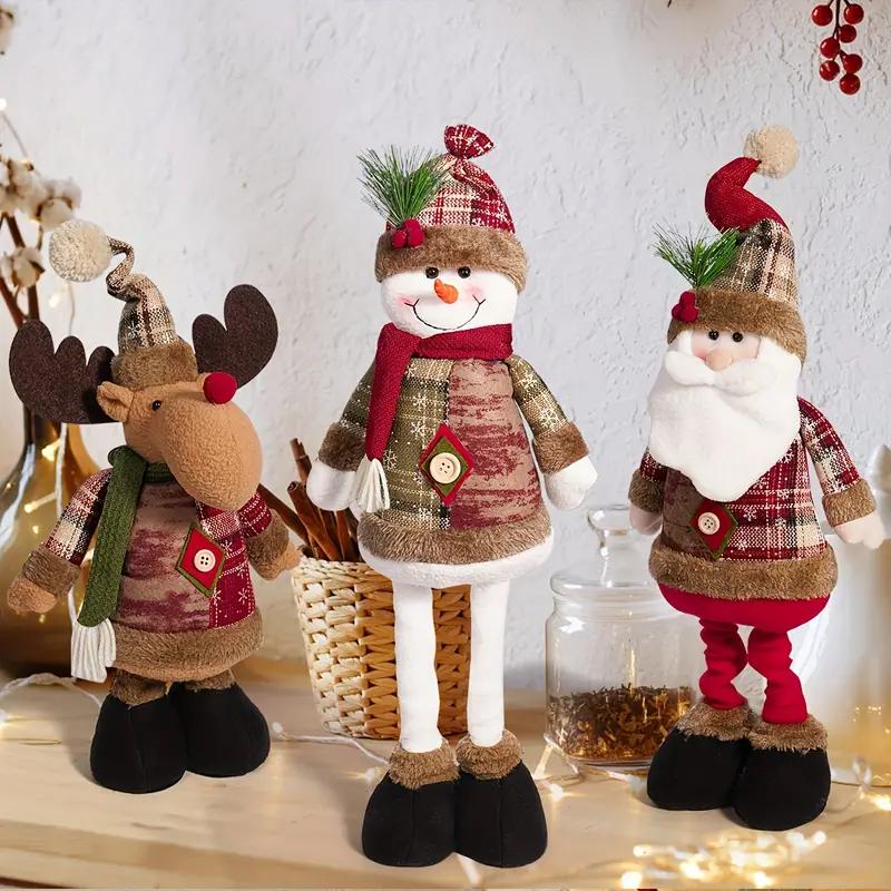 Christmas Decoration Height Retractable Standing Christmas Doll,  Adjustable Height, Snowman, Reindeer, And Santa Claus Figurines With Snowflake Pattern, Party Decoration