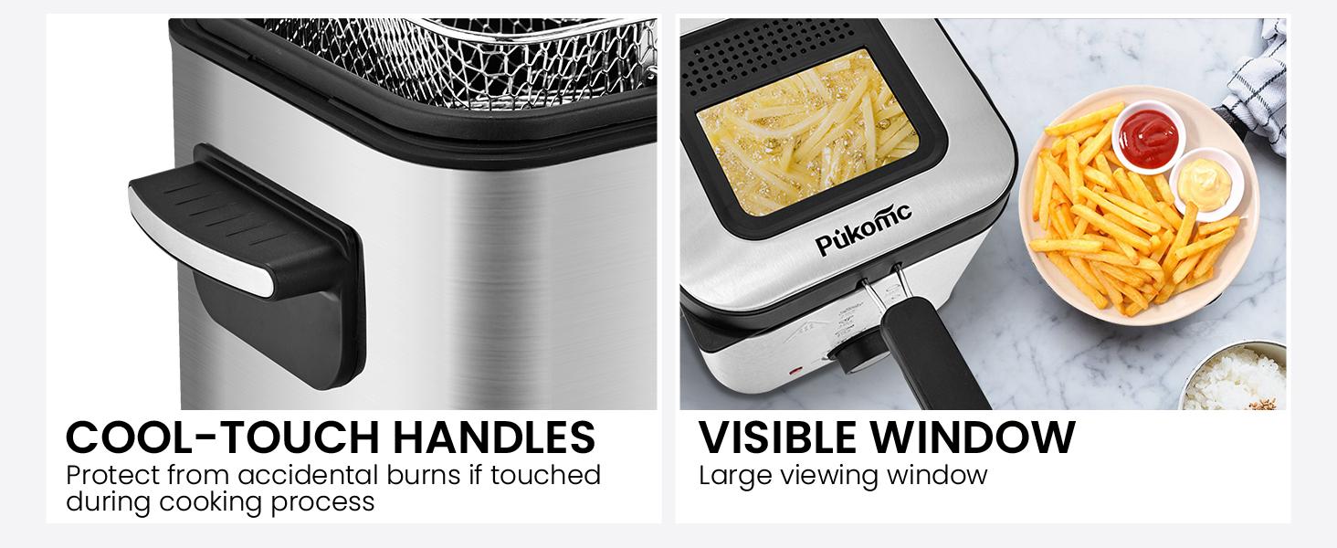 SUSTEAS Electric Deep Fryer, 1.5 Qt. Oil Capacity, Cool Touch Sides Easy to Clean, Deep Fryer with Basket for Home Use, Nonstick Basket Cooker Appliance