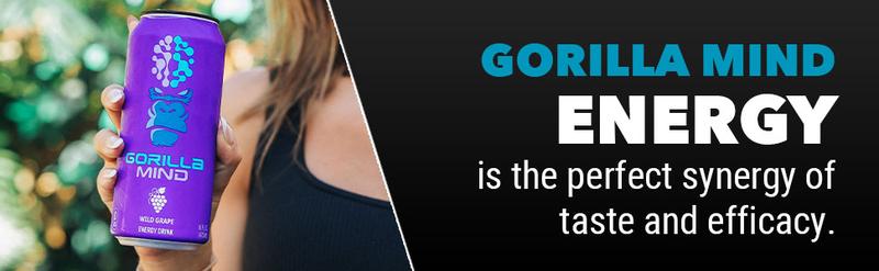 Gorilla Mind Energy Drink - Sugar Free Energy Drink - Gluten & GMO Free - 200mgs Caffeine with Nootropics - (Case of 12)