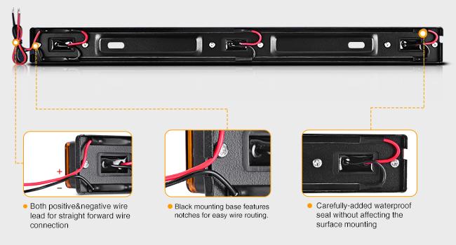 Nilight 9 LED Marker Tail Trailer Light Bar 14.2Inch 2 PCS Amber Clearance Identification Running Marker ID Rear Stainless Steel Bracket for 12V Pickup Truck Trailer RV Boat