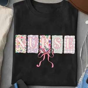 Nurse Flower Graphic, Coquette Bow RN Tshirt, Registered Nurse Grad T-Shirt, Spring LPN Tee, Springtime Nurse Shirt, Graduation Gift