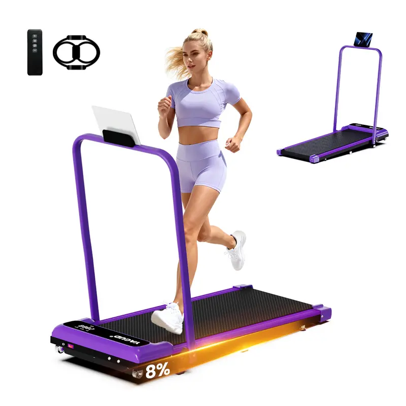 【Adjustable Incline】 YAGUD Foldable Treadmill, Low-Noise Motor Walking Pad, 265lbs Weight Capacity, Remote Control & Wheels for Easy mobility, Comes with Free Resistance Bands, Dual Shock-Absorption System