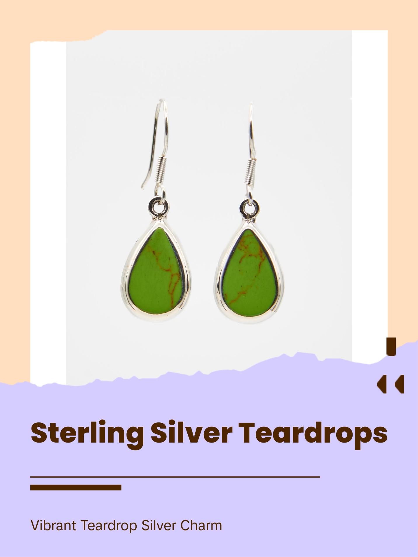 Teardrop Dangle Earrings with Enamel